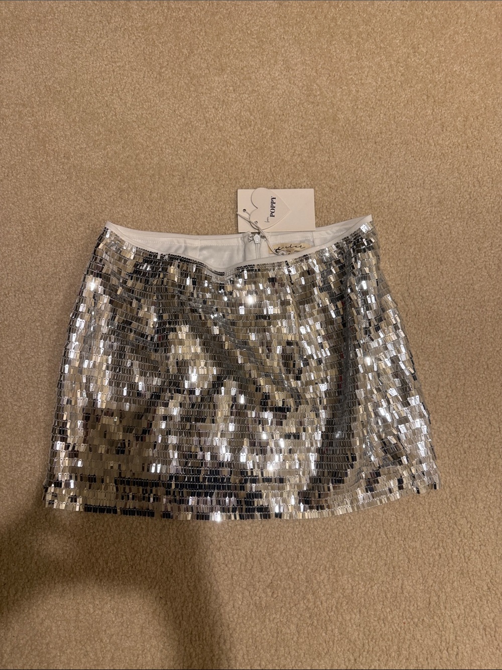 Sequin Mini Skirt - Silver Sparkle Party Skirt